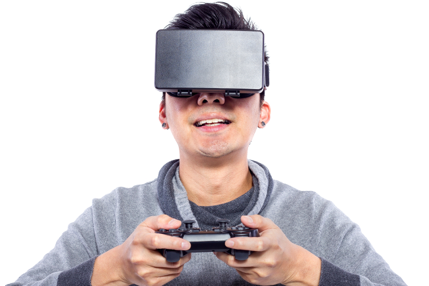 Close Up of Man Wearing VR Goggles